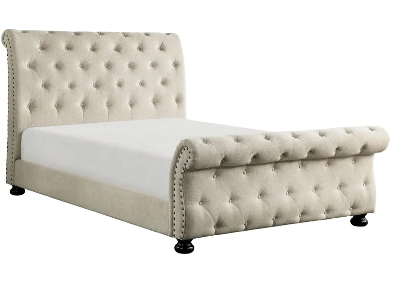 Sanders Upholstered Bed in Beige by Homelegance