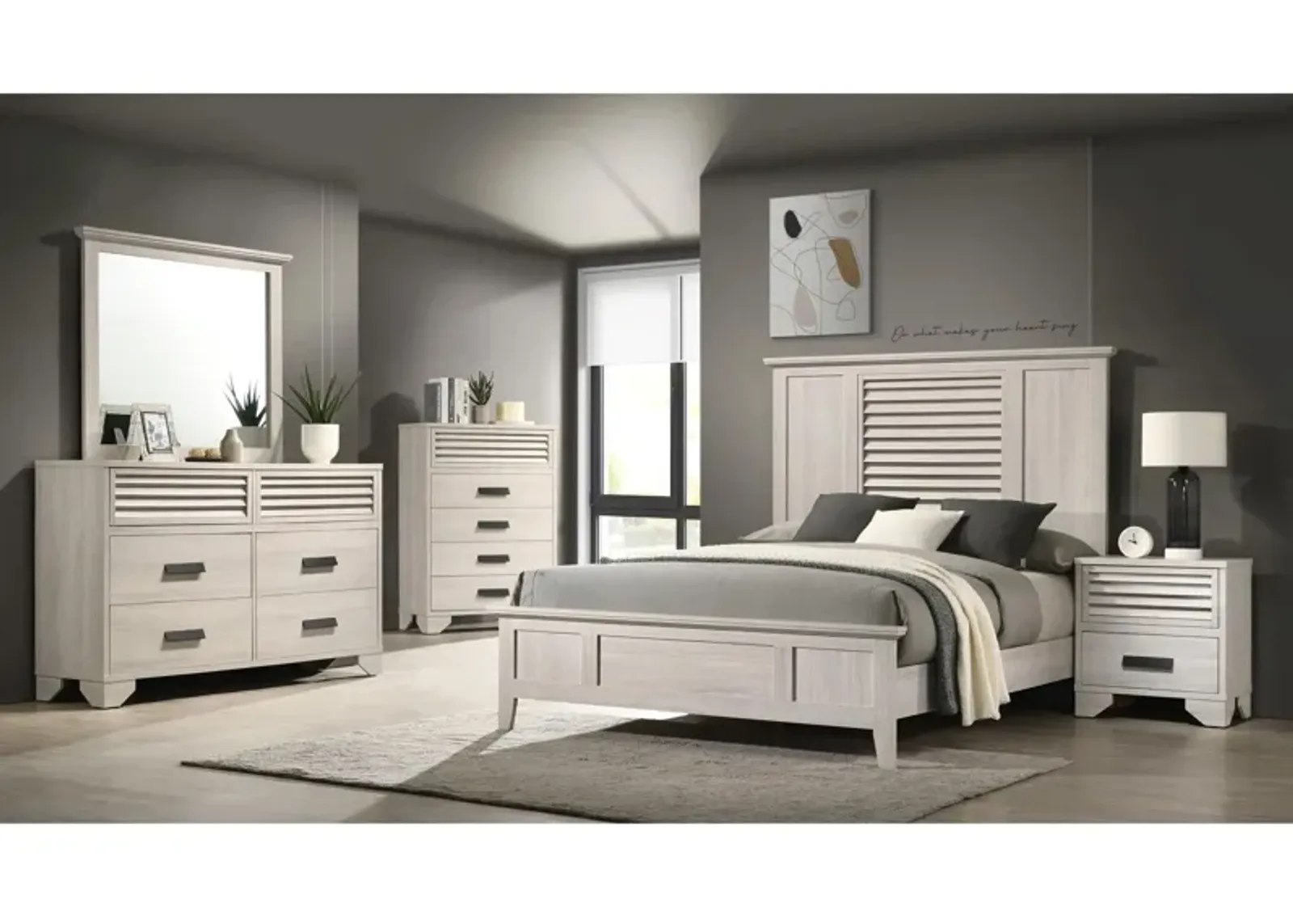 Sarter 5-pc. Bedroom Set in White by Crown Mark