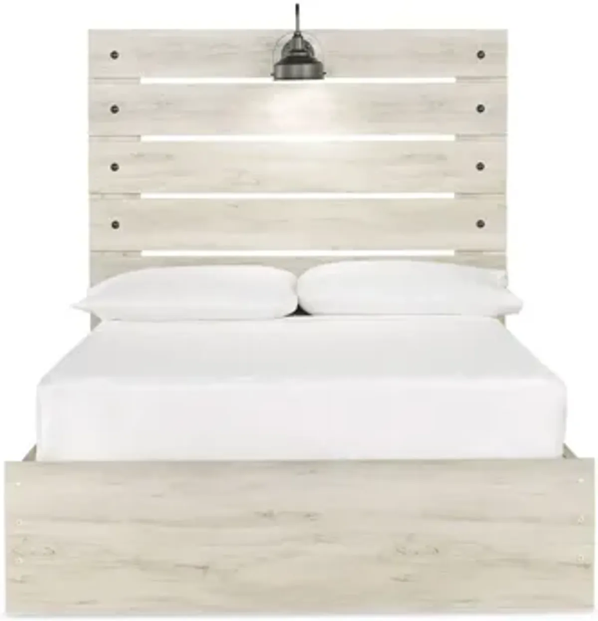 Luna Panel Bed with 4 Side Storage Drawers in Whitewash by Ashley Furniture