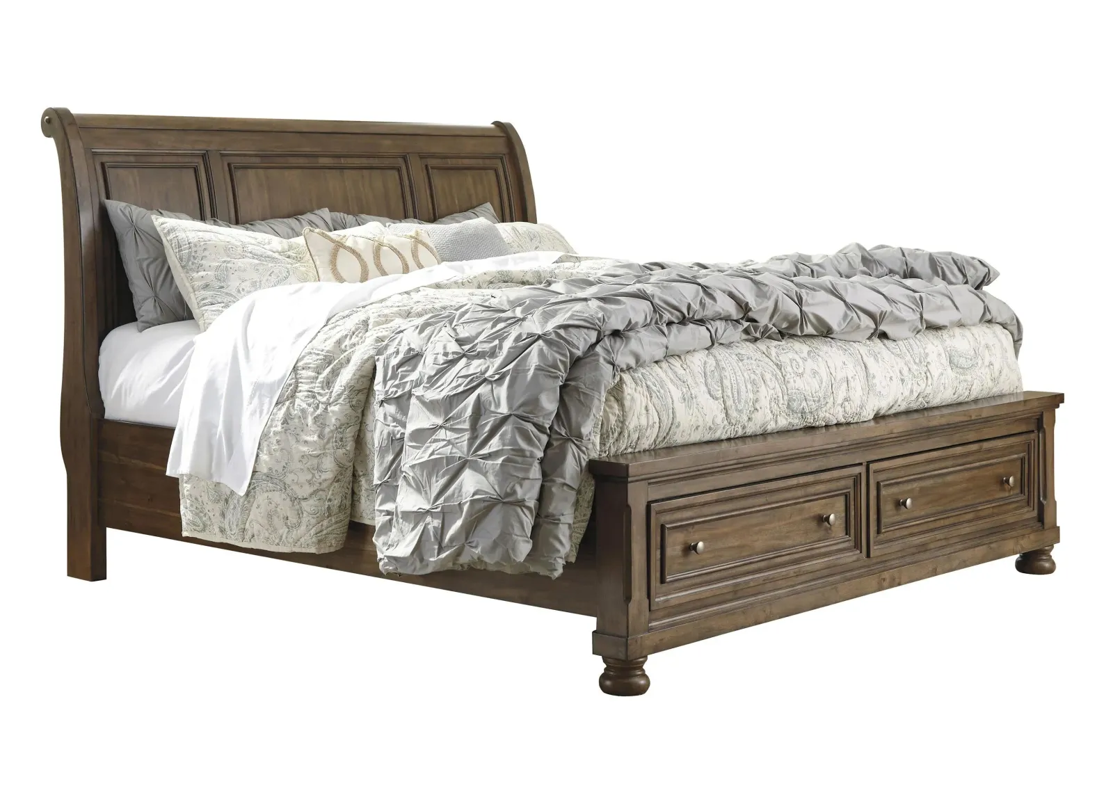 Flynnter Sleigh Storage Bed in Brown by Ashley Furniture