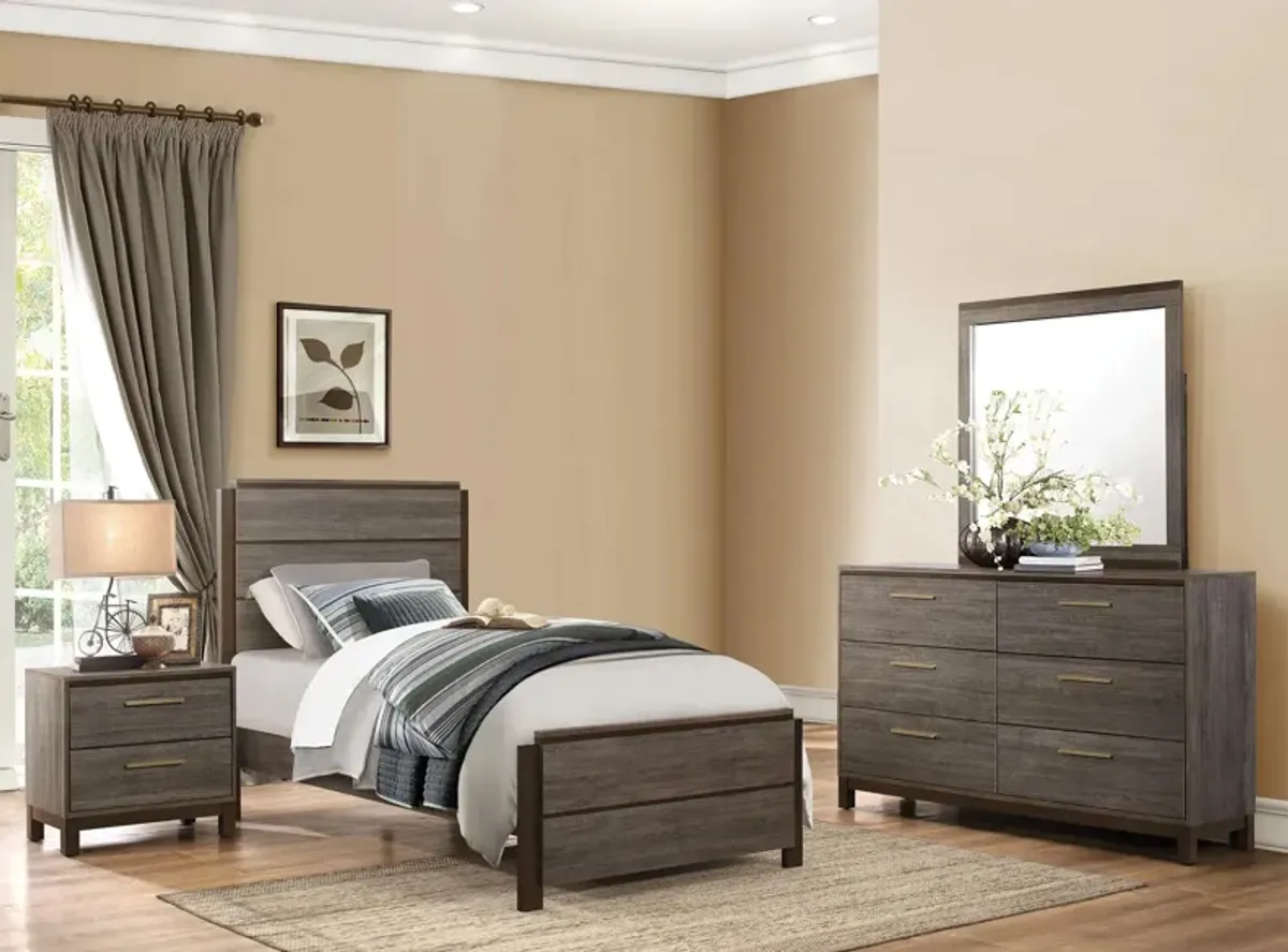 Solace 4-pc Bedroom Set in Antique Gray and Dark Brown by Homelegance