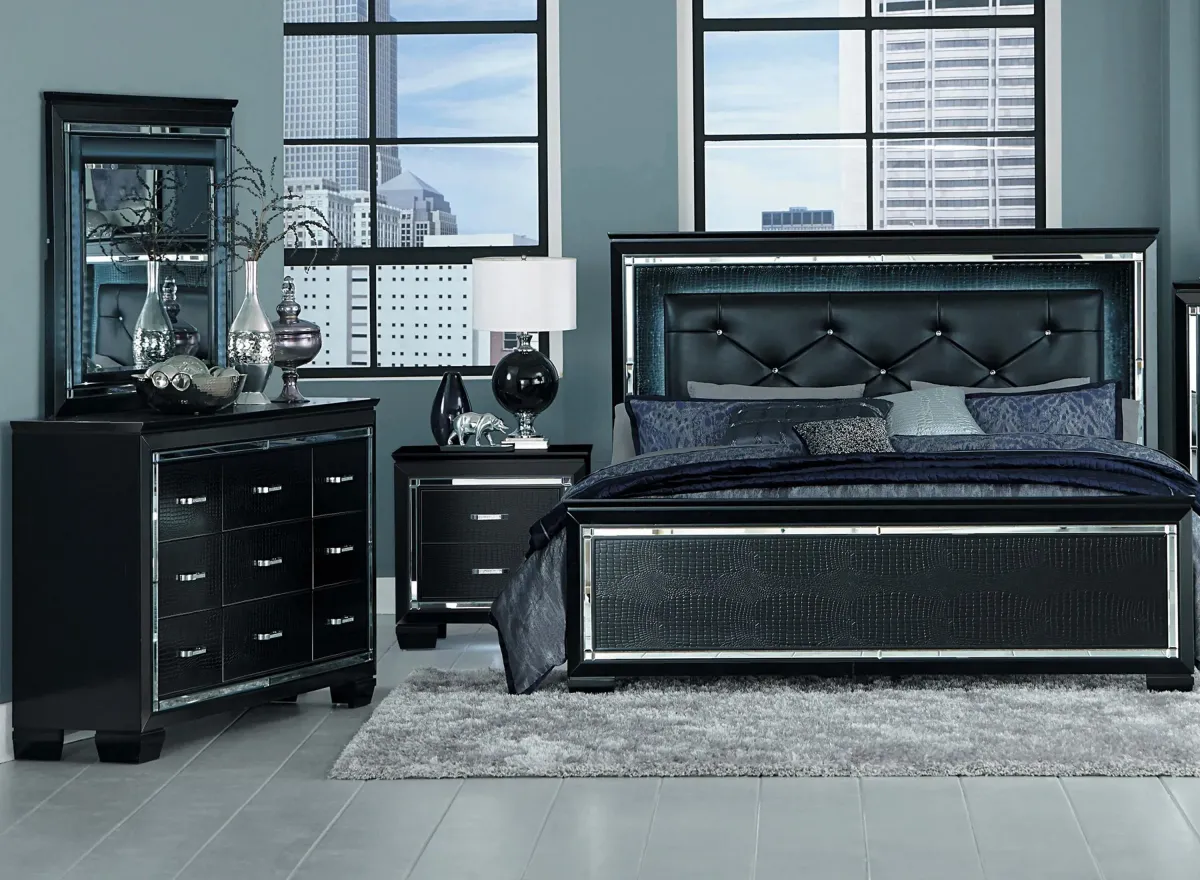 Brambley 4-pc Upholstered Bedroom Set in Black by Homelegance