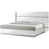 Manila Platform Bed in Gloss White Grey by Chintaly Imports
