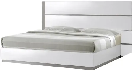 Manila Platform Bed in Gloss White Grey by Chintaly Imports