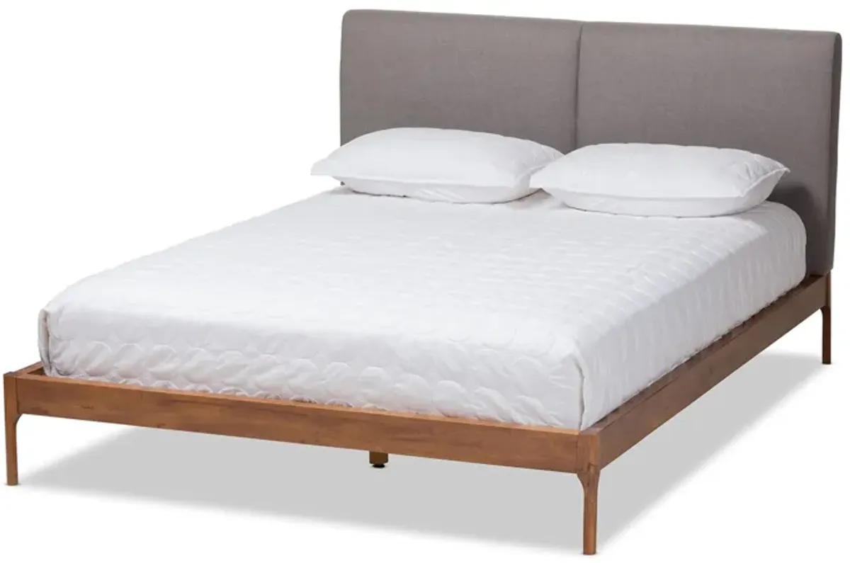 Aveneil Mid-Century Full Size Platform Bed in Grey/Walnut Brown by Wholesale Interiors