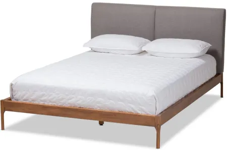 Aveneil Mid-Century Full Size Platform Bed in Grey/Walnut Brown by Wholesale Interiors