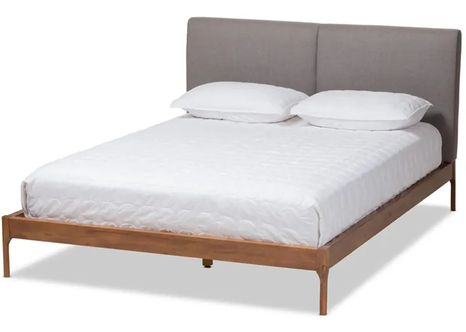 Aveneil Mid-Century Full Size Platform Bed in Grey/Walnut Brown by Wholesale Interiors