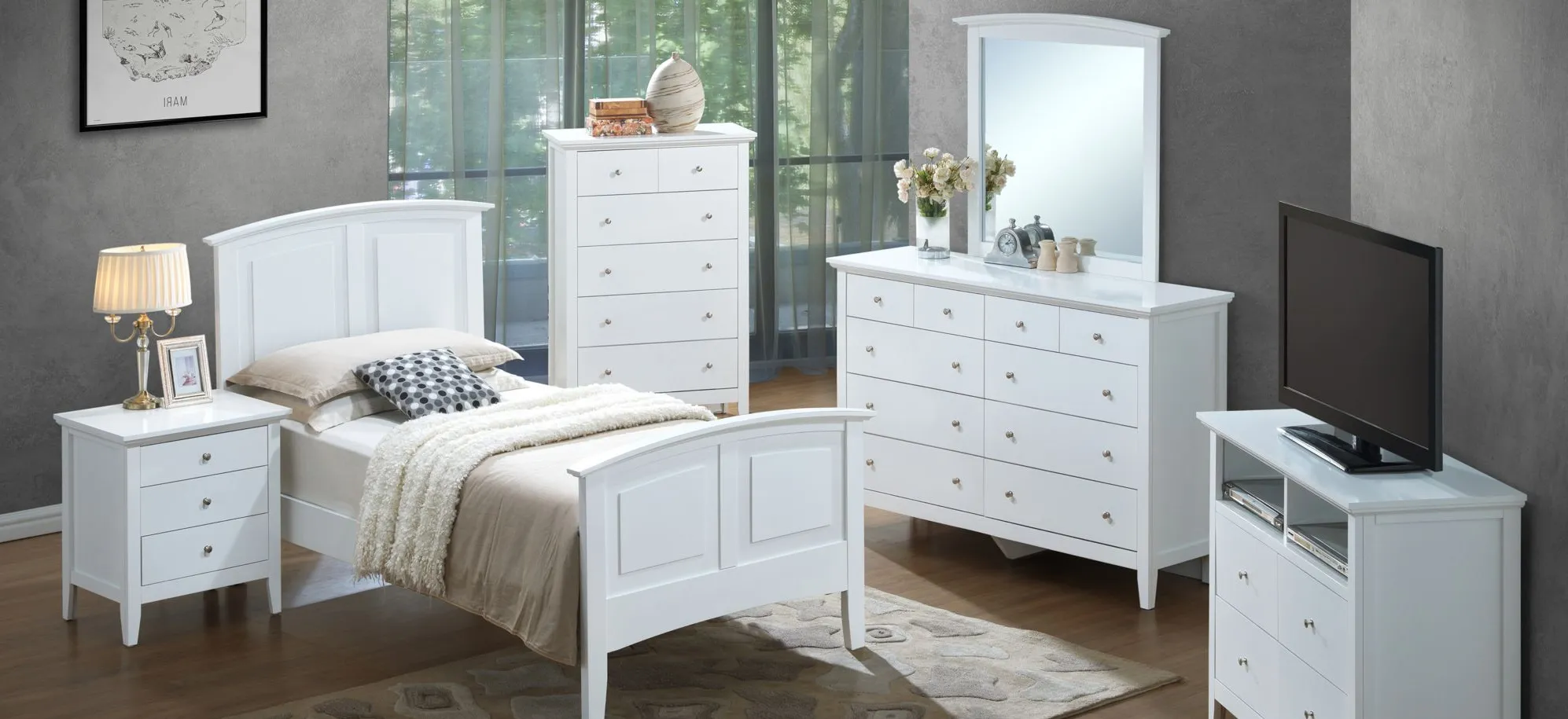 Hammond Panel Bed in White by Glory Furniture