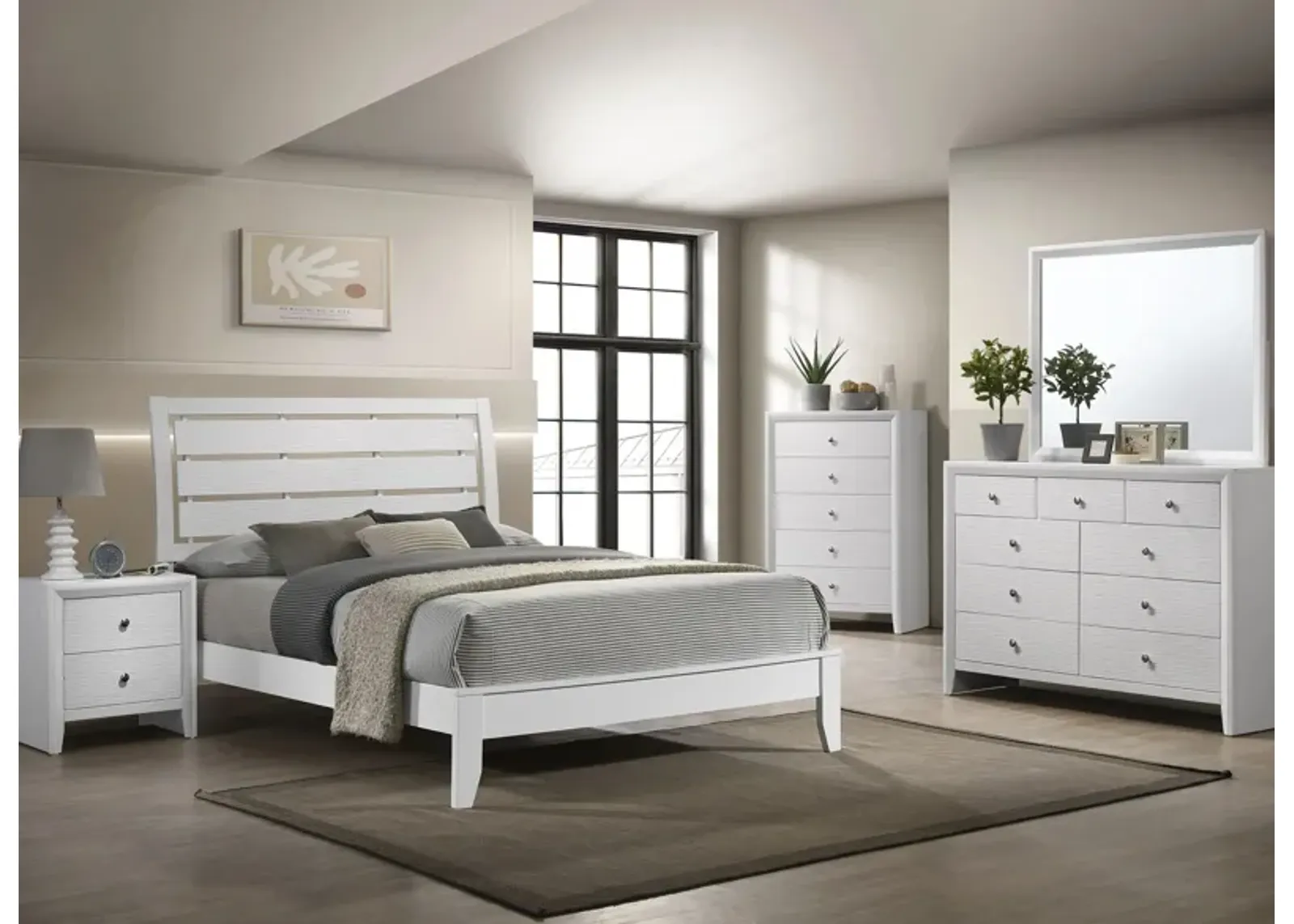 Evan 5-Pc Full Bedroom Set in White by Crown Mark