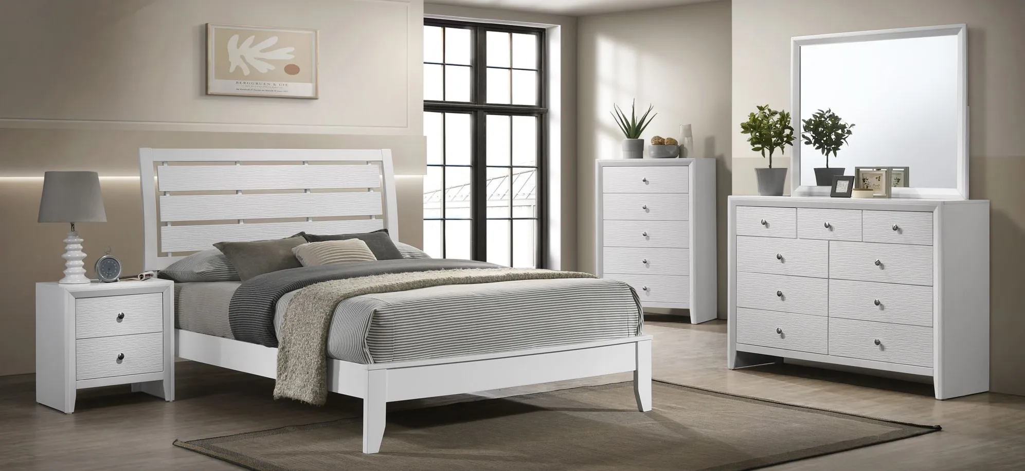 Evan 5-Pc Full Bedroom Set in White by Crown Mark