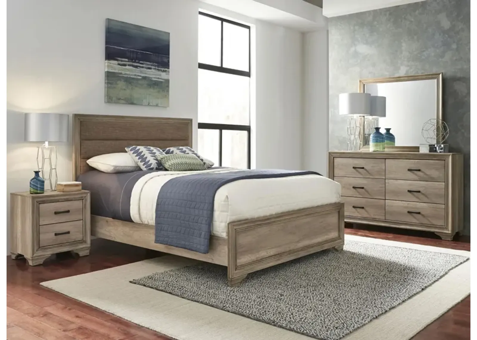 Sun Valley 4-pc. Upholstered Bedroom Set in Light Brown by Liberty Furniture