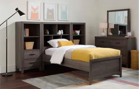 Piper Bed w/2 Tower Night Stands in Gray by Bellanest