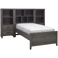 Piper Bed w/2 Tower Night Stands in Gray by Bellanest