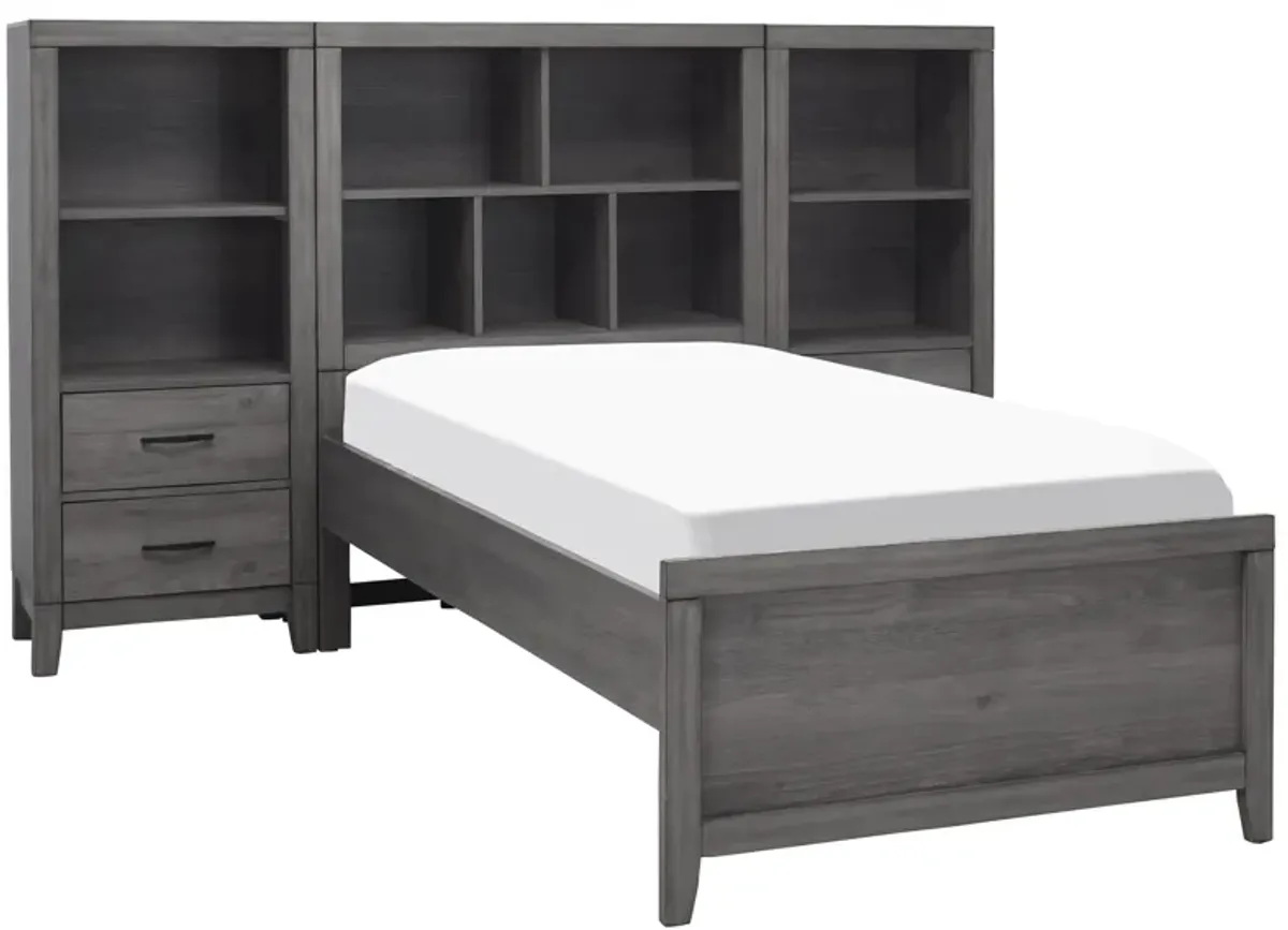 Piper Bed W/2 Tower Night Stands in Gray by Bellanest