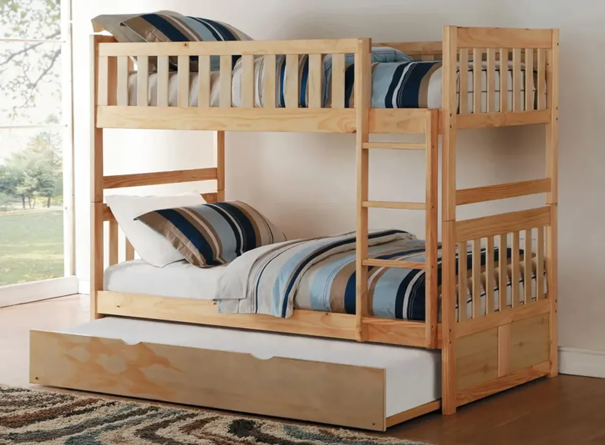 Carissa Bunk Bed With Trundle in Natural by Homelegance