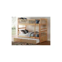 Carissa Bunk Bed with Trundle in Natural by Homelegance