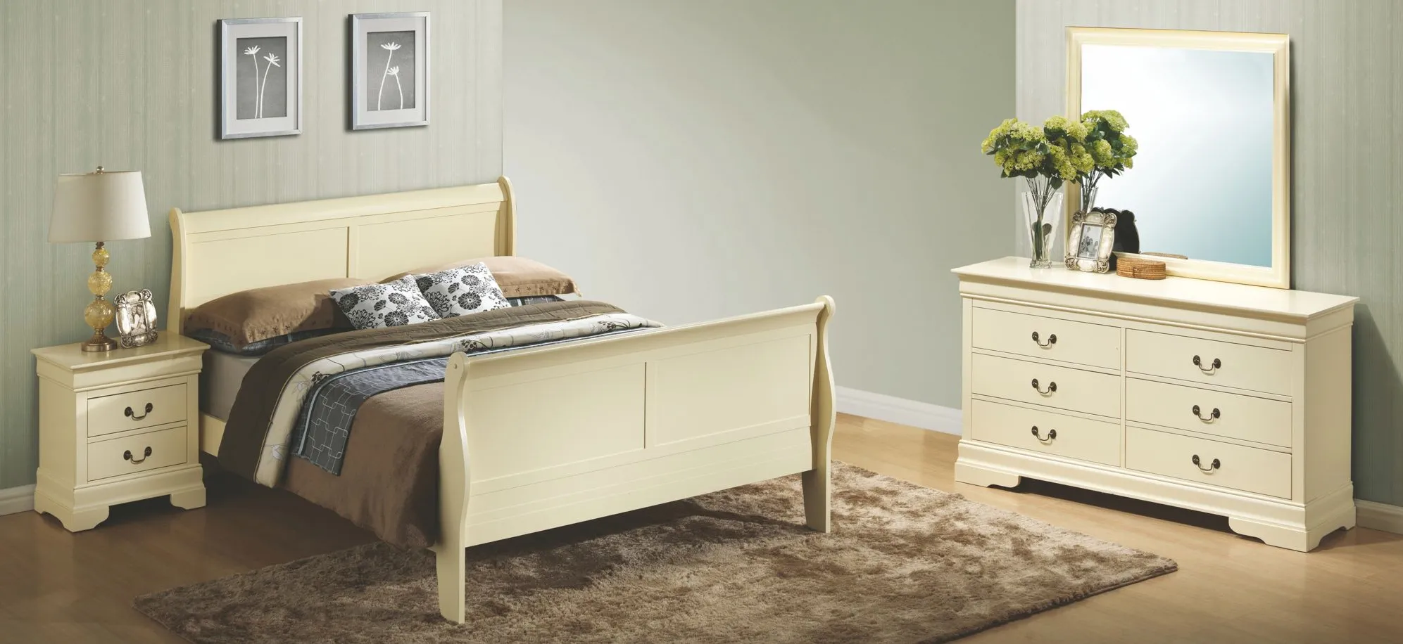 Rossie 4-pc. Bedroom Set in Beige by Glory Furniture