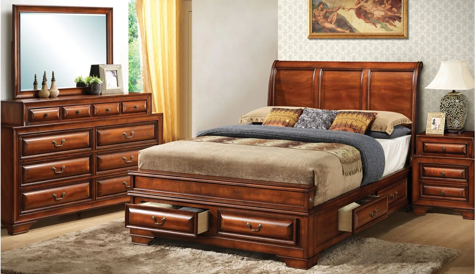 Sarasota 4-pc. Storage Bedroom Set in Brown by Glory Furniture