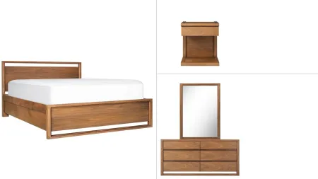 Aversa 4-pc. Bedroom Set w/ 1-side Storage Bed and 1-Drawer Nightstand in Light Cherry by Bellanest