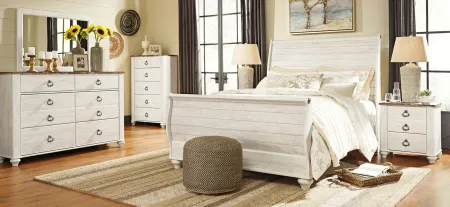Collingwood Sleigh Bed in Whitewash by Ashley Furniture