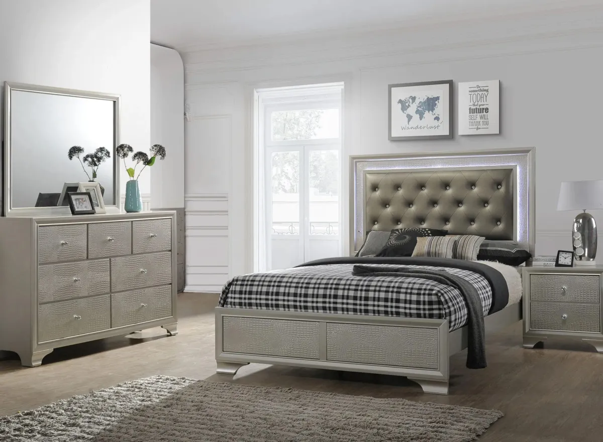 Lyssa 4-pc. Bedroom Set in Champagne Silver by Crown Mark