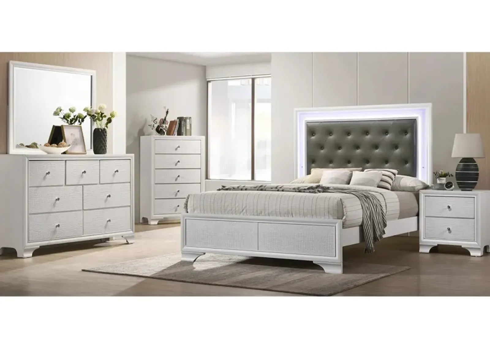 Lyssa 4-pc. Bedroom Set in FROST by Crown Mark