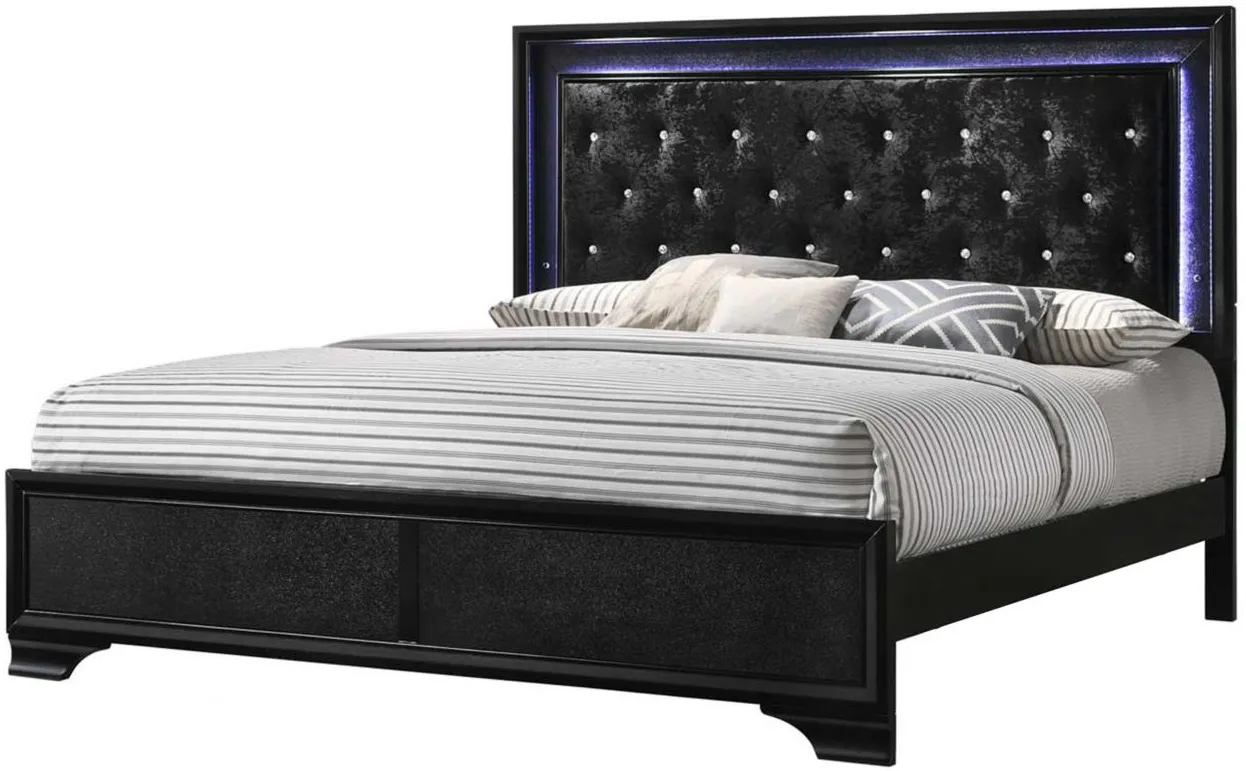 Micah 4-pc. Upholstered Bedroom Set in Black by Crown Mark