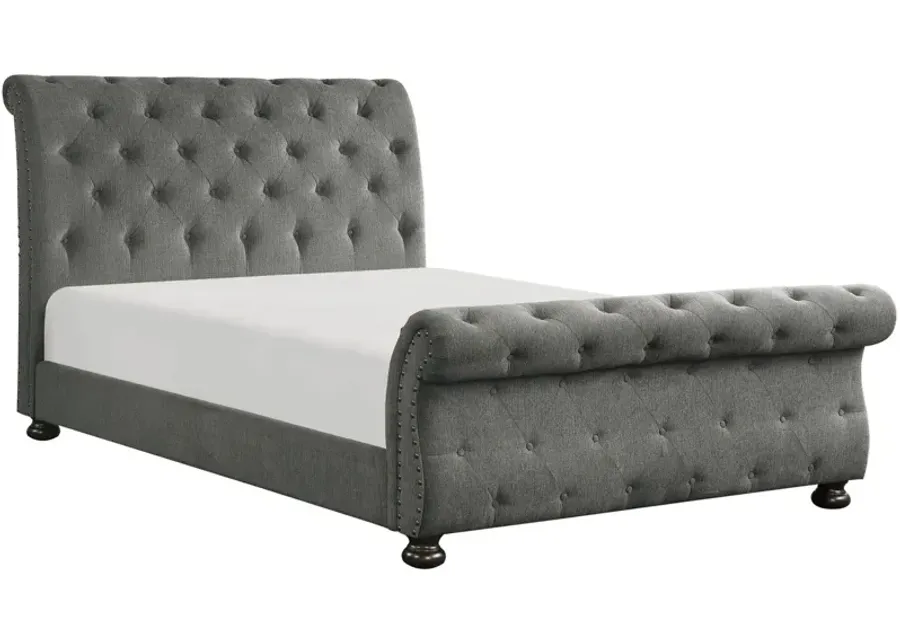 Sanders Upholstered Bed in Dark Gray by Homelegance