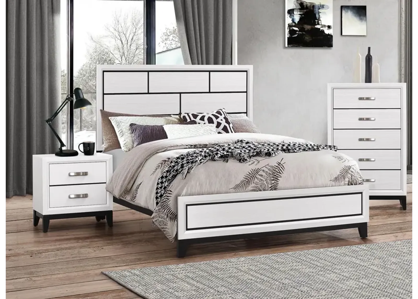 Akerson 3-pc. Bedroom Set in White by Crown Mark