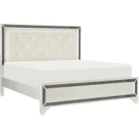 Mossbrook Upholstered Bed in Pearl White Metallic by Homelegance