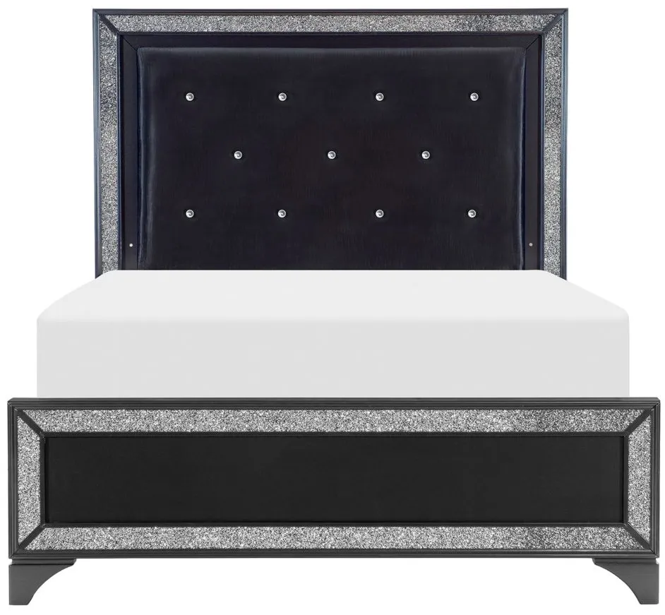 Mossbrook Upholstered Bed in Pearl Black Metallic by Homelegance