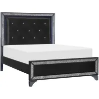Mossbrook Upholstered Bed in Pearl Black Metallic by Homelegance