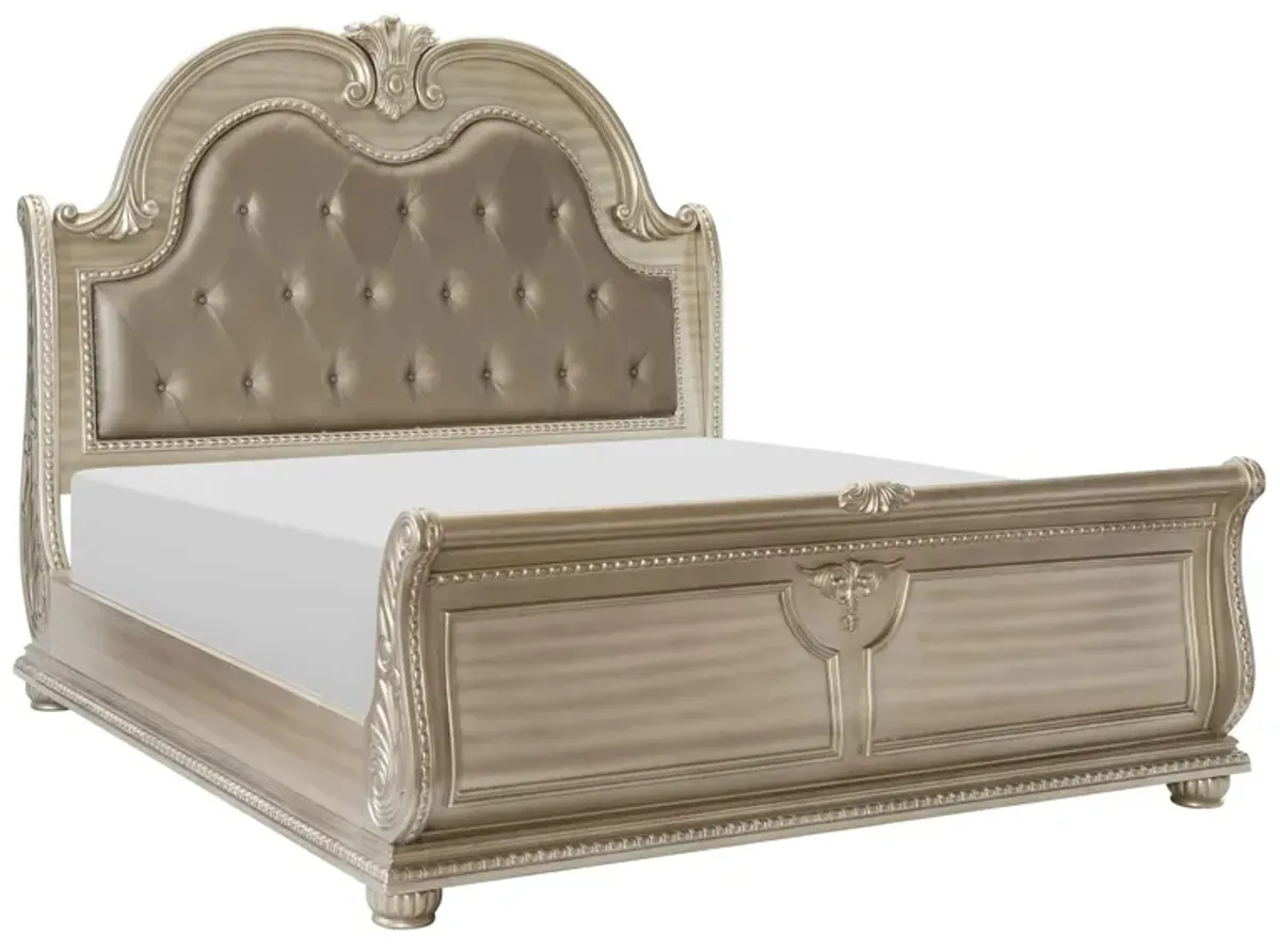 Palace Upholstered Bed in Silver by Homelegance