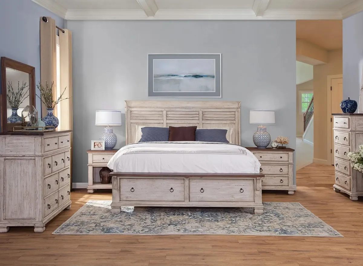 Belmont 4-pc. Storage Bedroom Set in Timbered Brown Farmhouse & Antique Linen by Napa Furniture Design