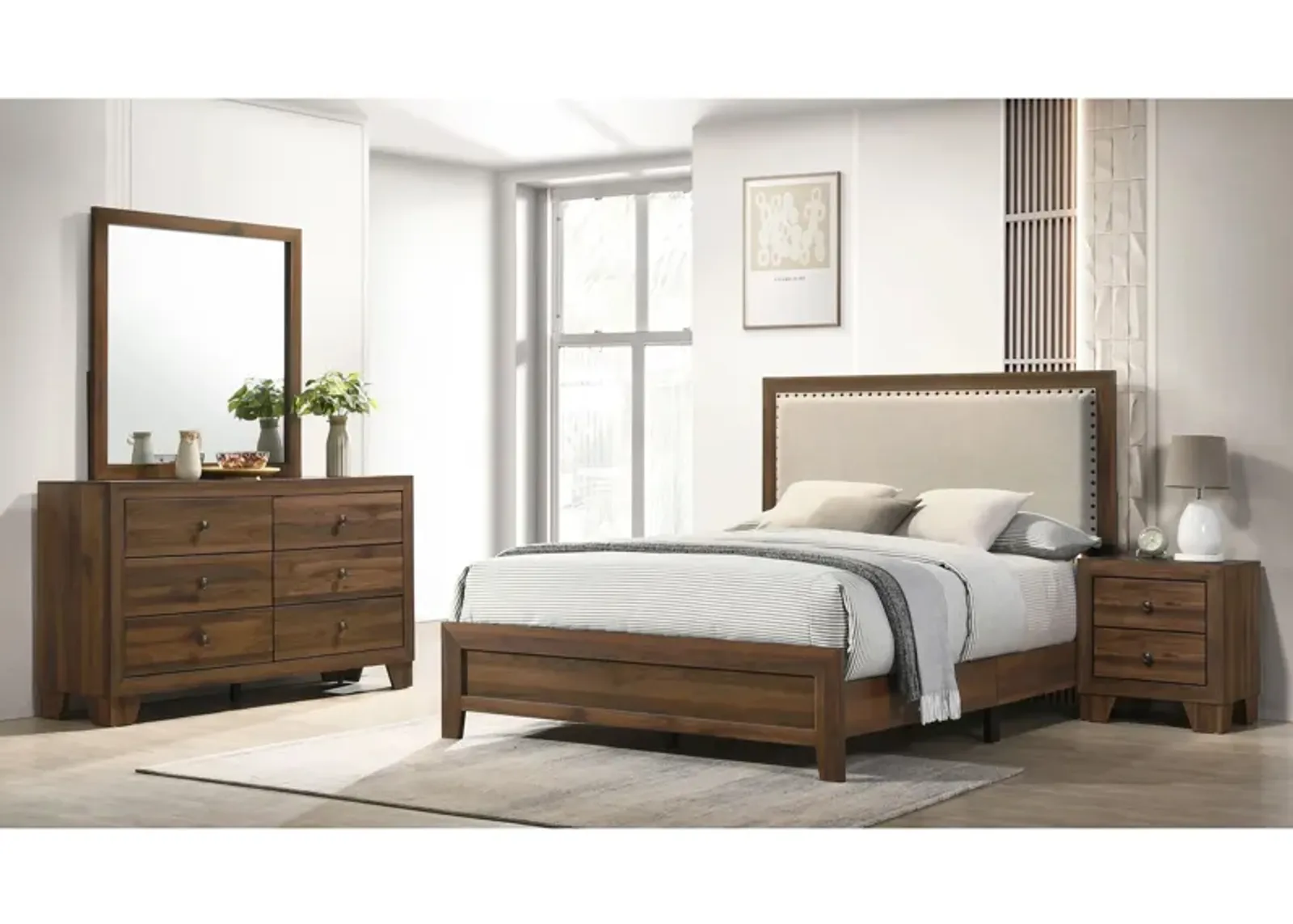 Millie 4-pc. Bedroom Set in Brown Cherry by Crown Mark