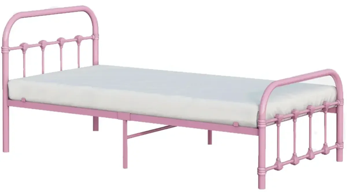 Melissa Metal Twin Bed in Pink by BK Furniture