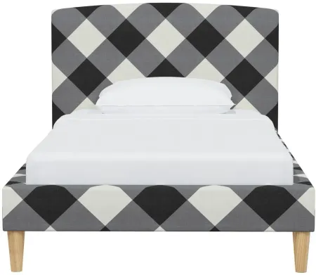 Warren Bed in Diamond Check Charcoal by Skyline