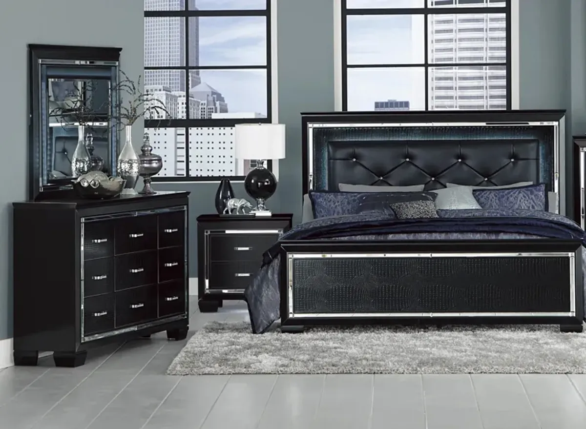 Brambley 4-pc. Upholstered Bedroom Set in Black by Homelegance