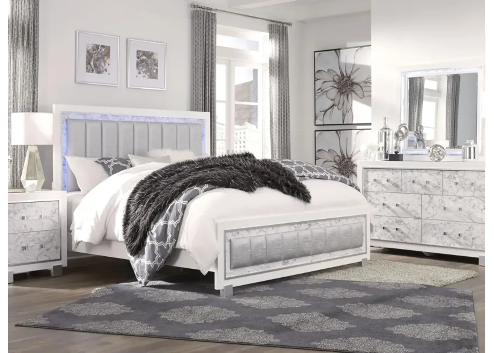 Santorini 4-pc. Bedroom Set in White by Global Furniture Furniture USA