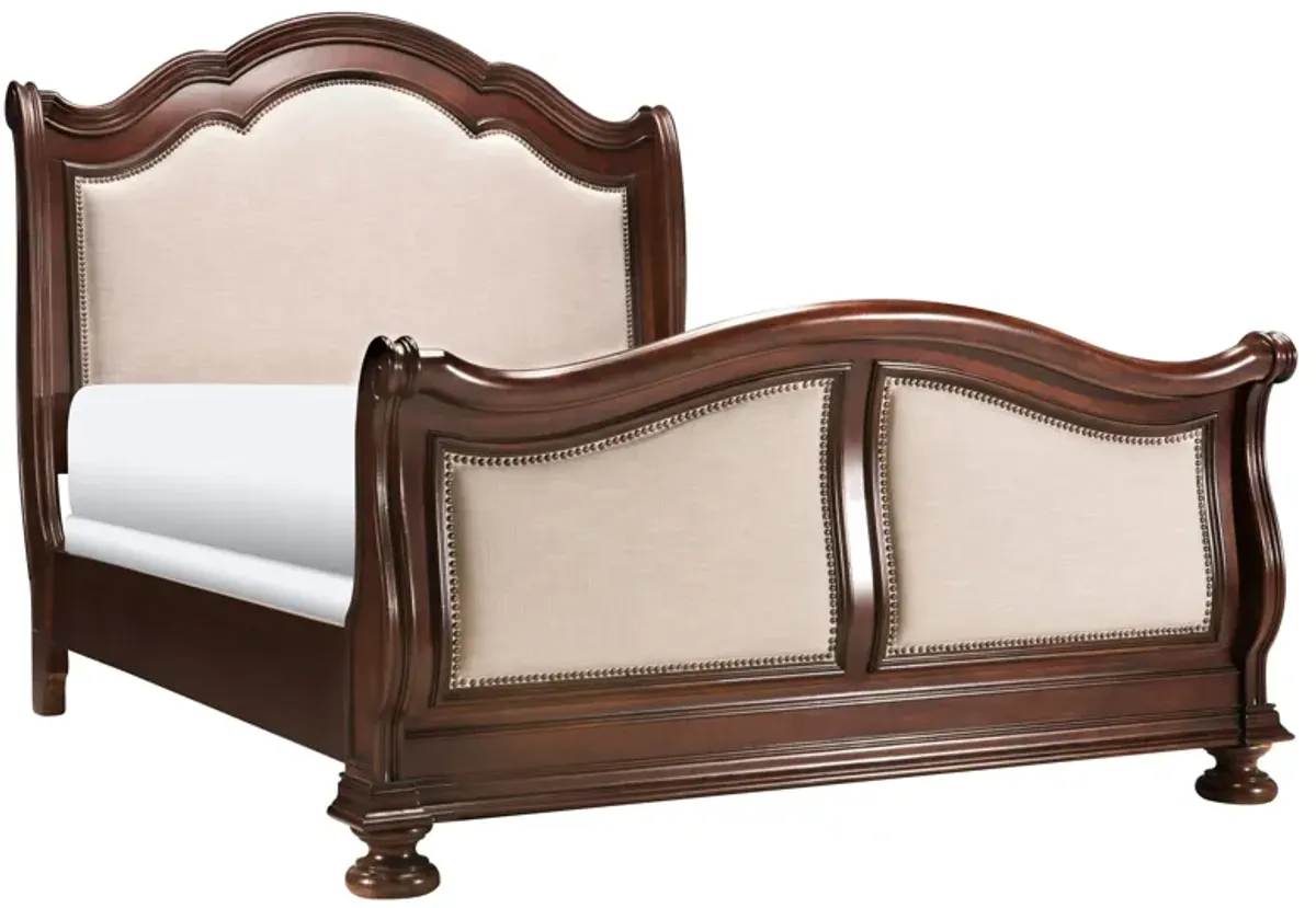 Pembrooke Upholstered Sleigh Bed in Cream by Bellanest