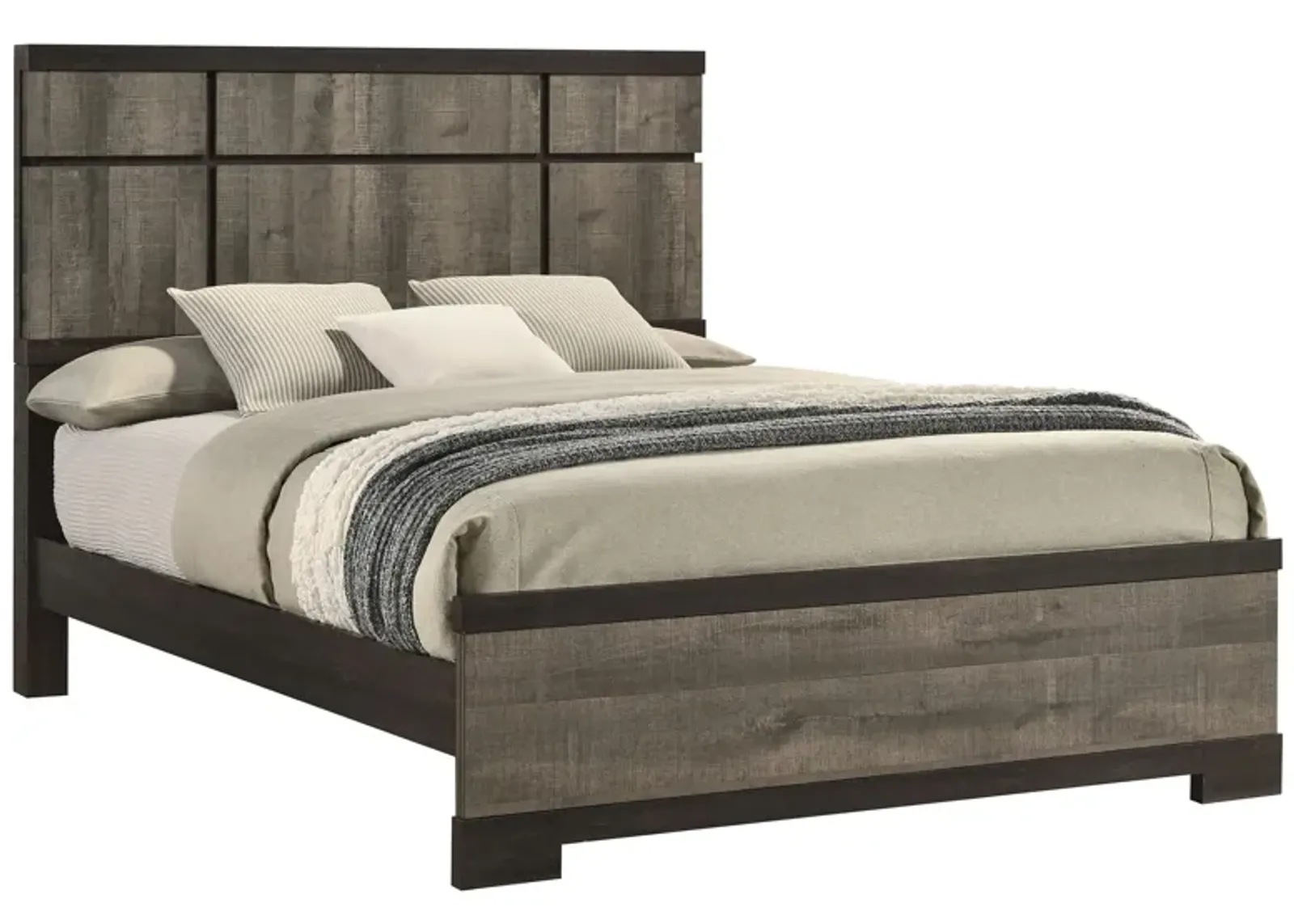 Remington Bed in Rustic Grey & Dark Ebony by Crown Mark