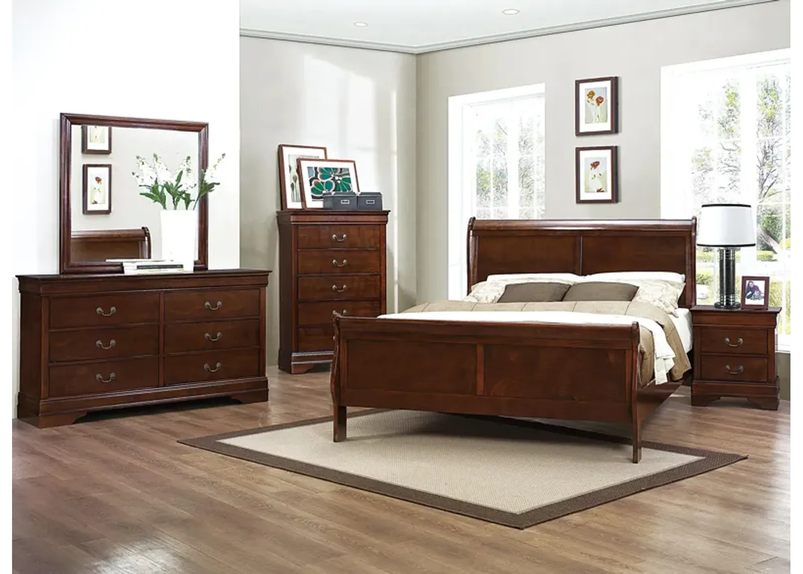 Edina 4-pc Bedroom Set in Brown Cherry by Homelegance