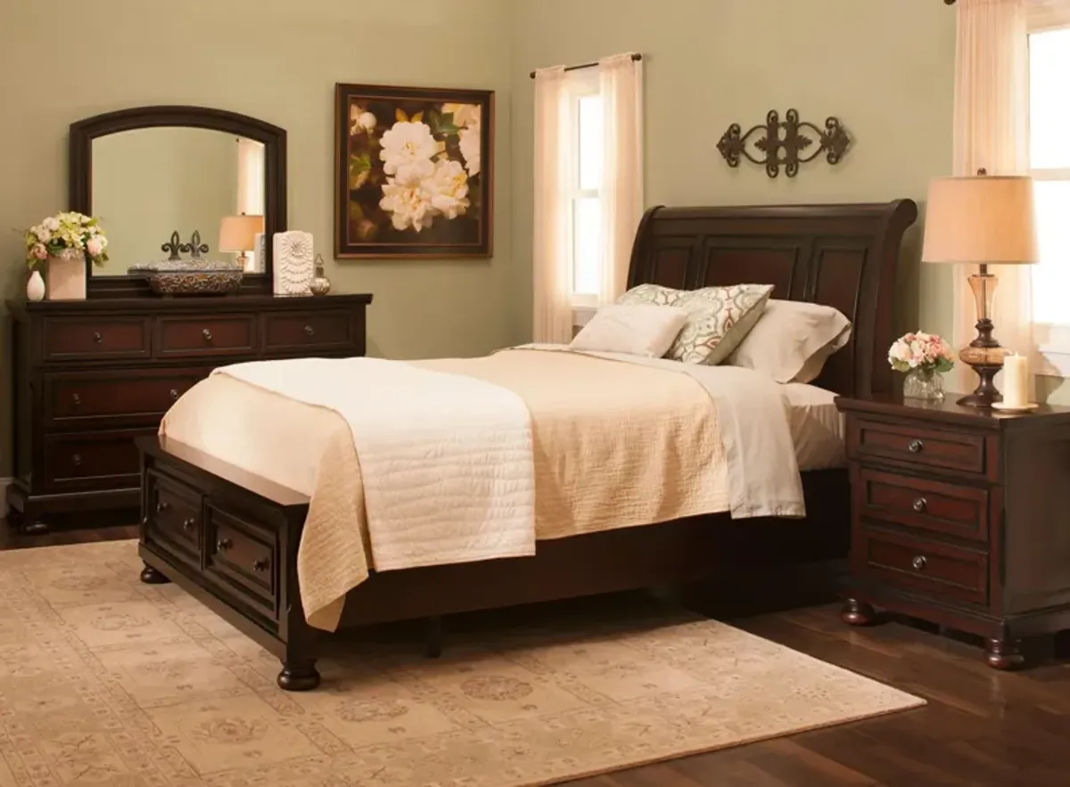 Donegan 4-Pc. Sleigh Platform Storage Bedroom Set in Brown Cherry by Homelegance