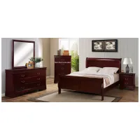 Louis Phillip 4-pc. Bedroom Set in Cherry by Crown Mark