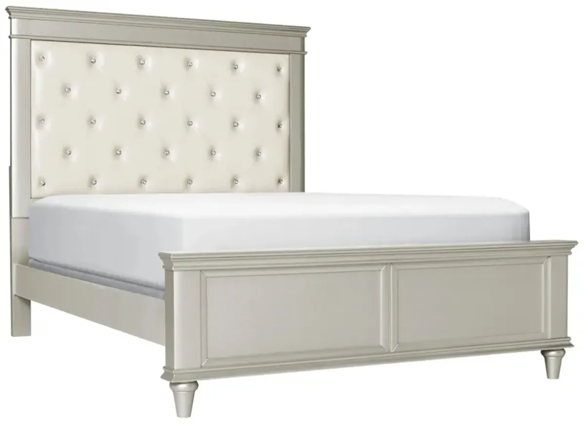 Tiffany Upholstered Bed in Silver by Homelegance