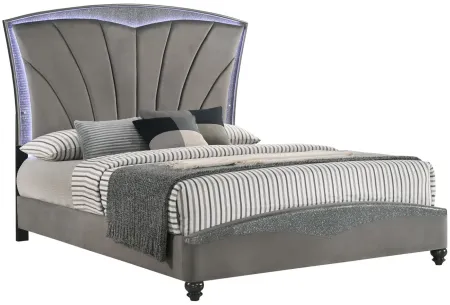 Frampton Upholstered 4-pc. Bedroom Set in Gray by Crown Mark