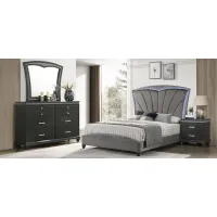 Frampton Upholstered 4-pc. Bedroom Set in Gray by Crown Mark