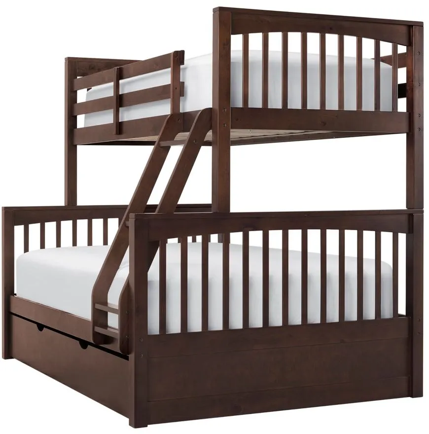 Jordan Twin-Over-Full Bunk Bed w/ Trundle in Chocolate by Hillsdale Furniture