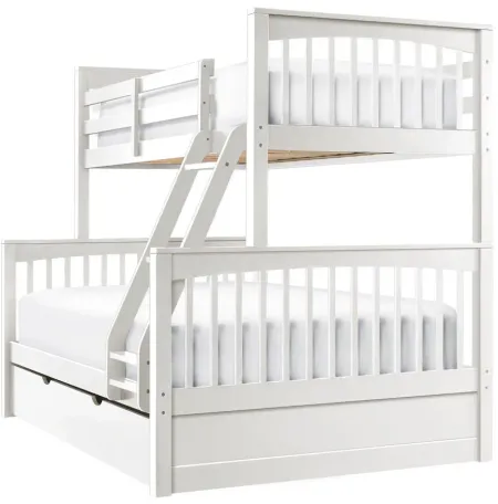 Jordan Twin-Over-Full Bunk Bed w/ Trundle in White by Hillsdale Furniture