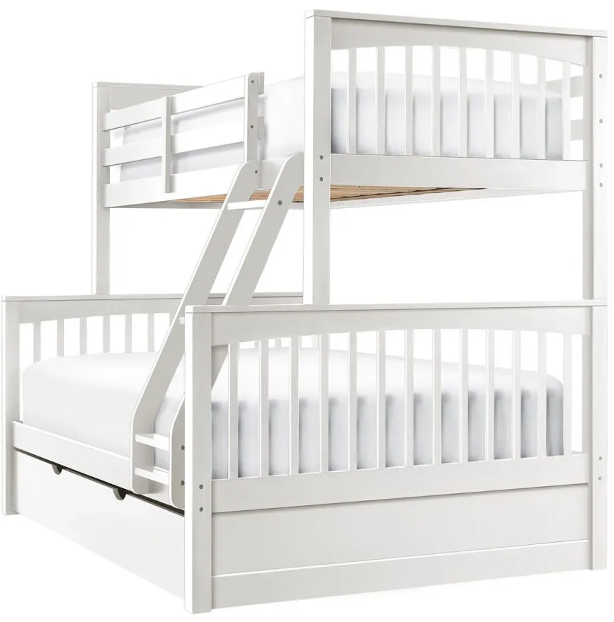 Jordan Twin-Over-Full Bunk Bed w/ Trundle in White by Hillsdale Furniture